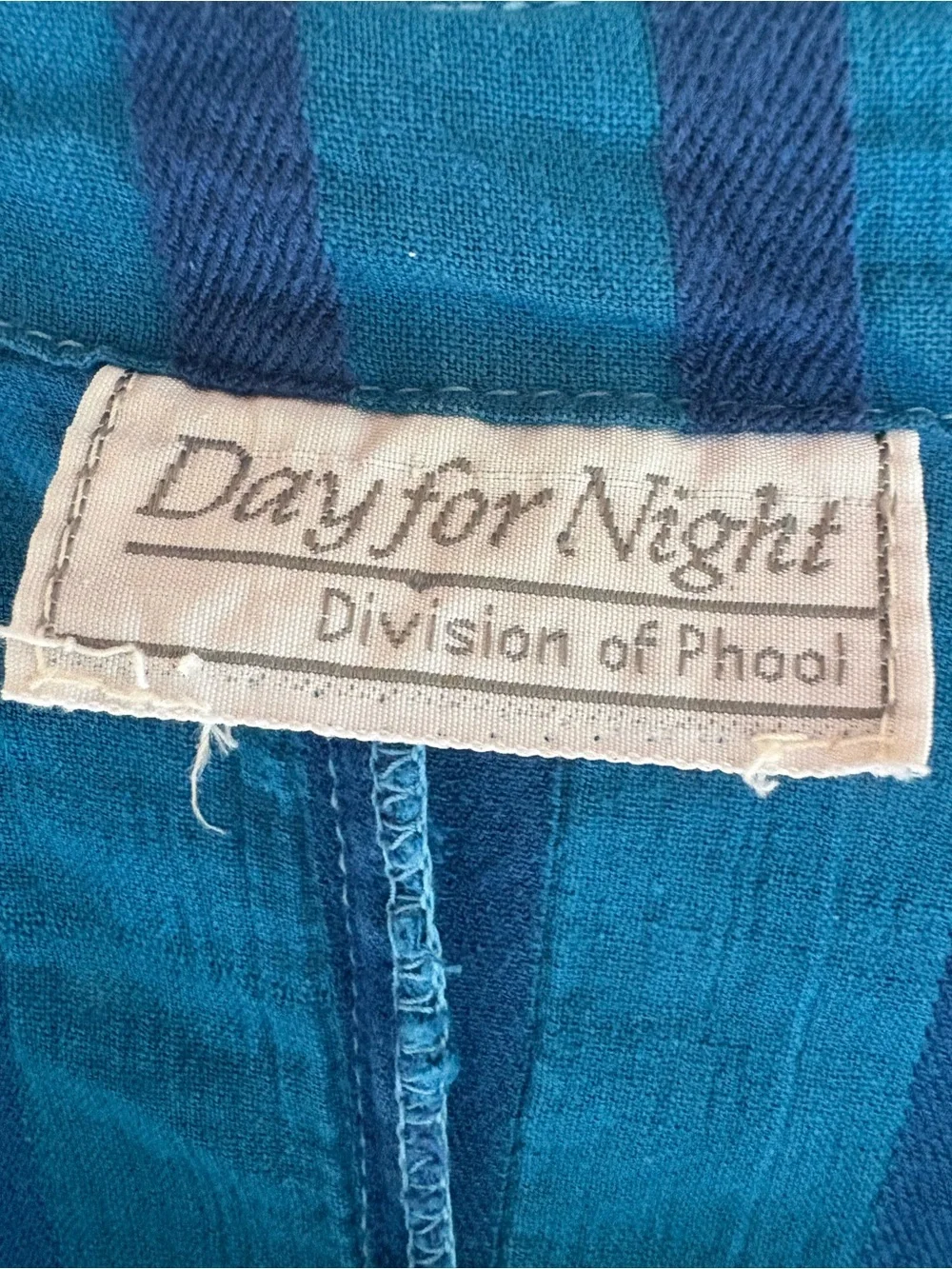 Vintage 90s Blue & Navy Striped Button-Front Dress M/L